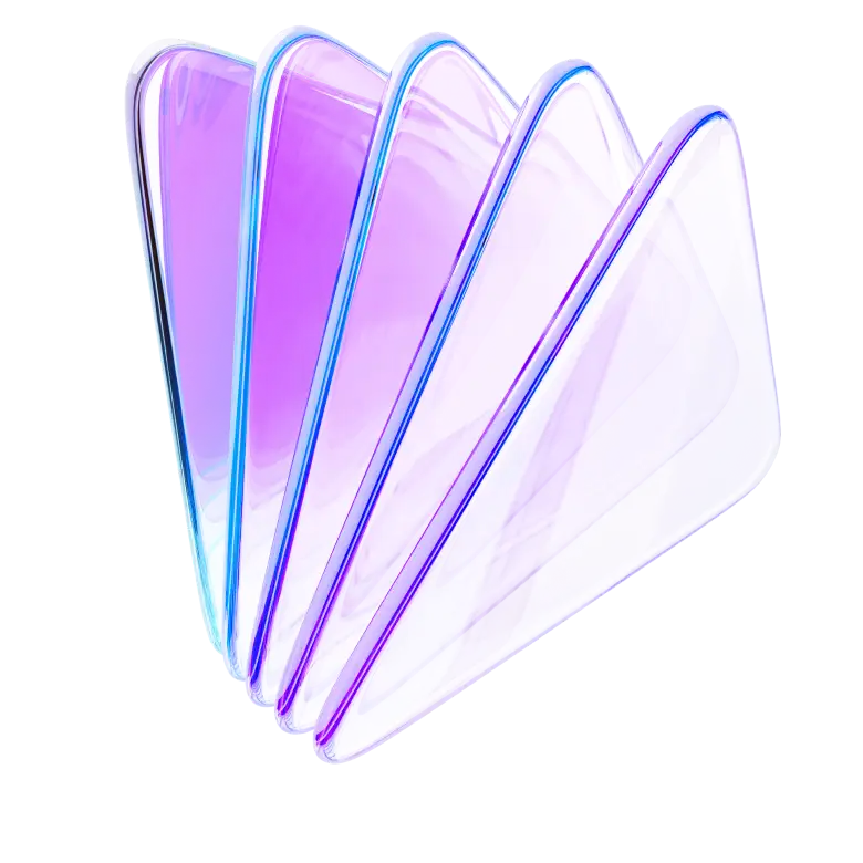 Colorful transparent geometric shapes stacked