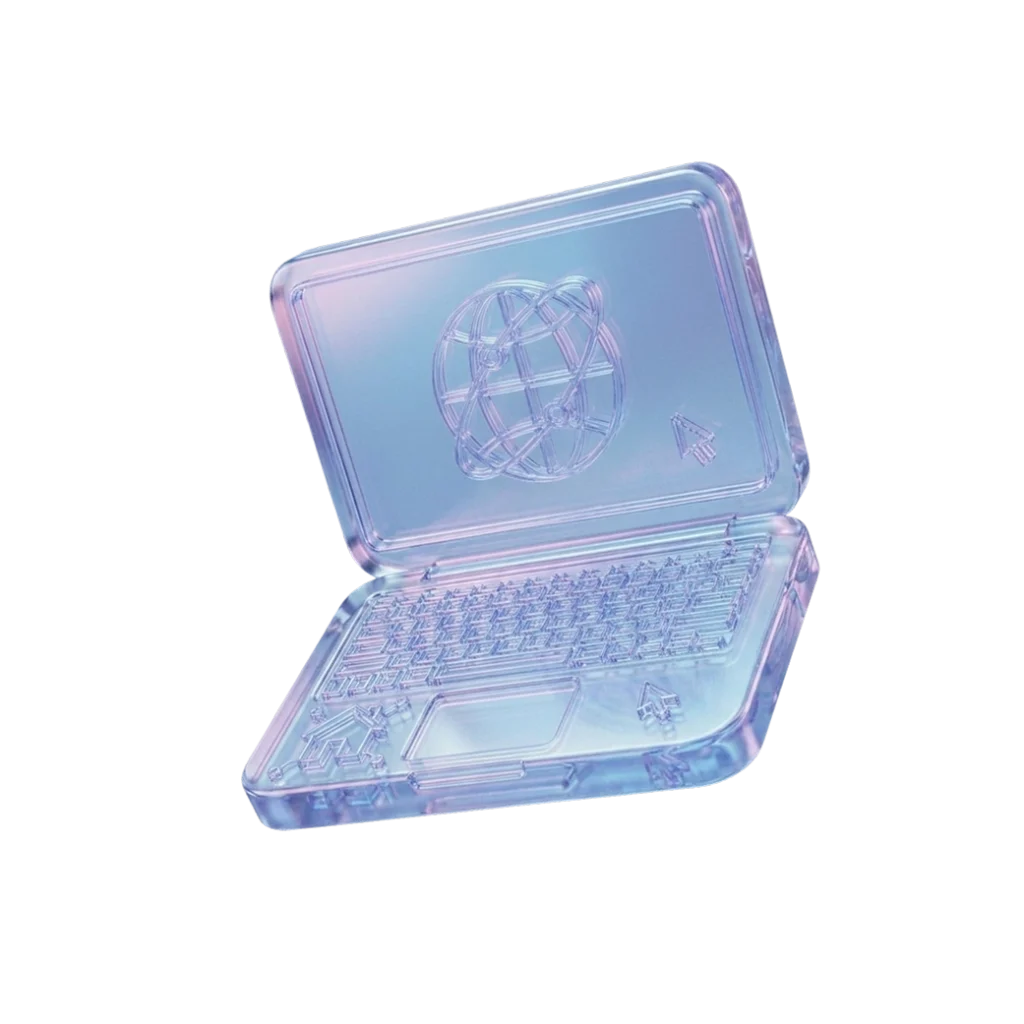 Transparent laptop with globe design