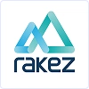 Stylized Rakez logo with blue-green colors